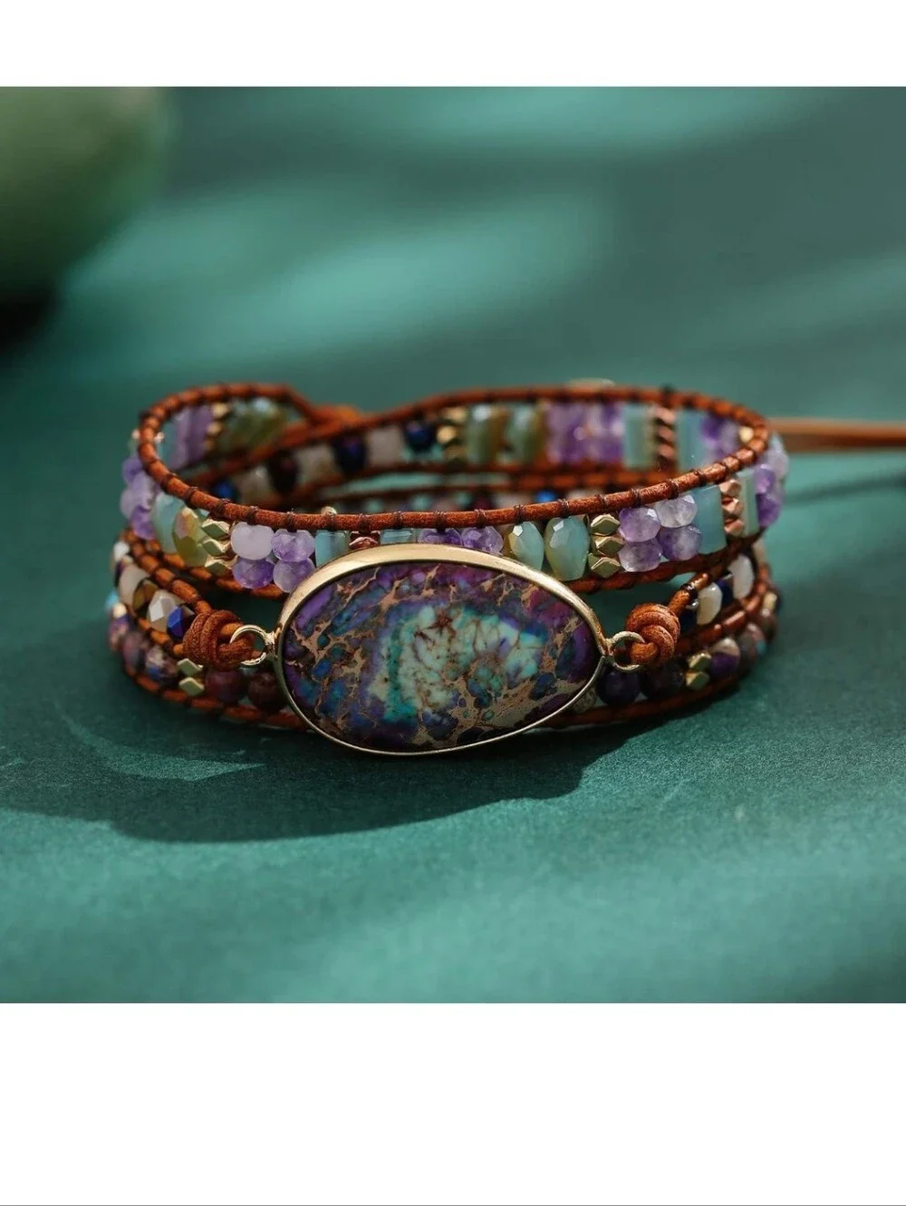 Multi-Stone Purple Turquoise Wrap Bracelet